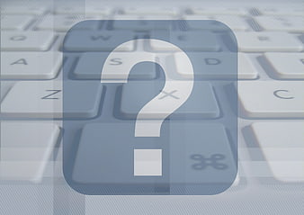 Question Mark Icon on Blurred Keyboard Background