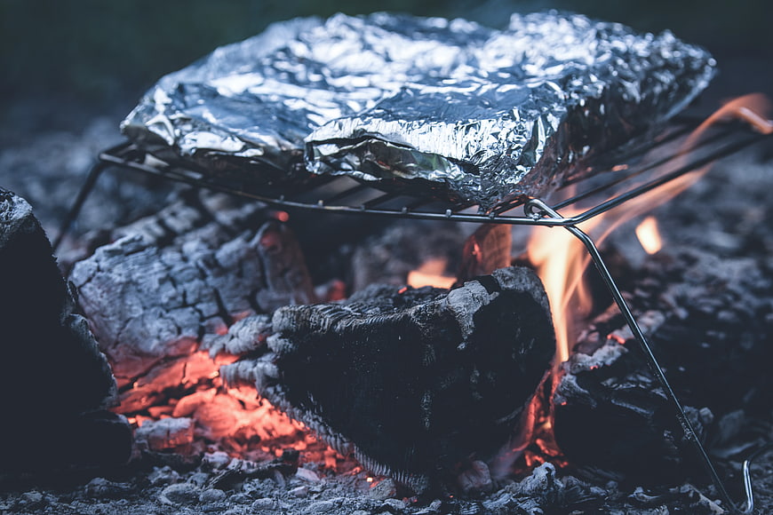 Foil Packet Cooking Over Campfire Embers