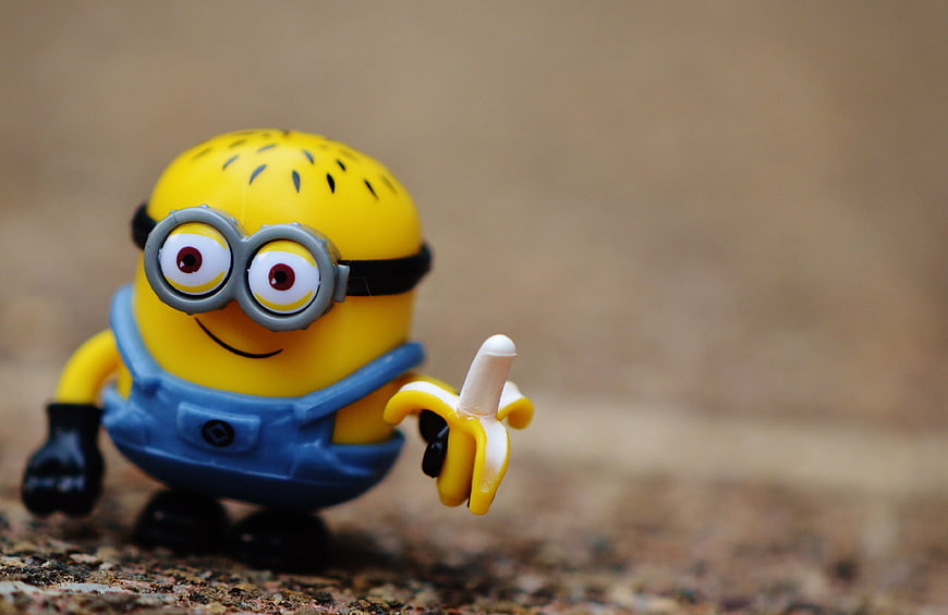 Close-up of Minion Toy Holding a Banana