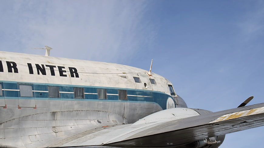 Vintage Air Inter airplane fuselage against blue sky
