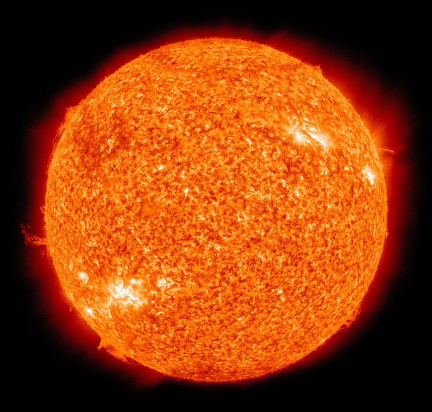 Close-up of the Sun with Solar Flares and Granulation