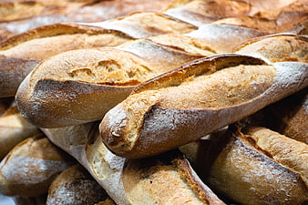 Freshly Baked Rustic Baguettes Close Up