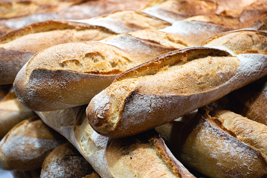 Freshly Baked Rustic Baguettes Close Up