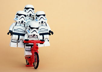 Lego Stormtroopers Riding a Red Bicycle