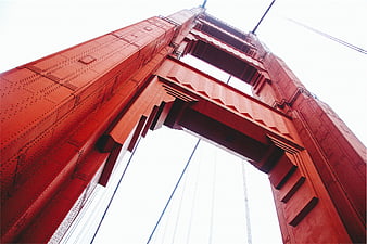 Low angle view of Golden Gate Bridge steel structure