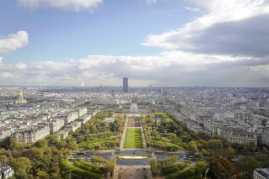 Aerial View of Paris Cityscape with Jardin des Tuileries and Montparnasse Tower