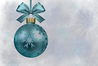 Blue Christmas Ornament with Snowflakes and Bow