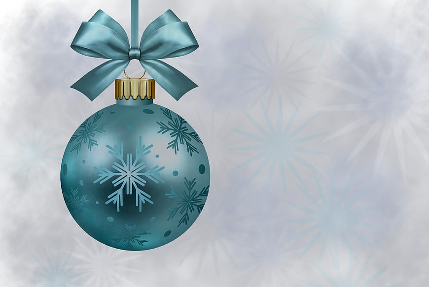 Blue Christmas Ornament with Snowflakes and Bow