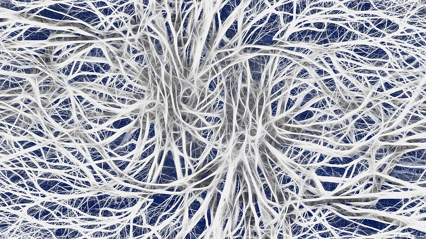 Abstract White Neural Network Structure On Dark Blue Background
