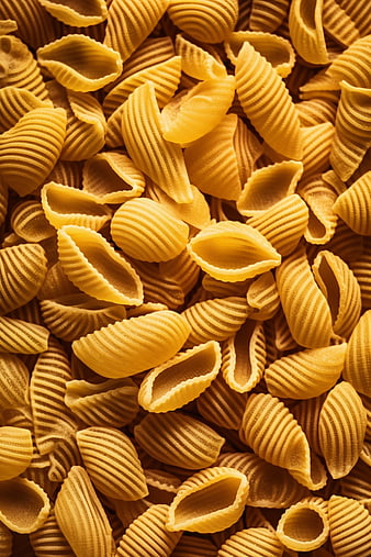 Close-up of uncooked shell pasta filling the frame