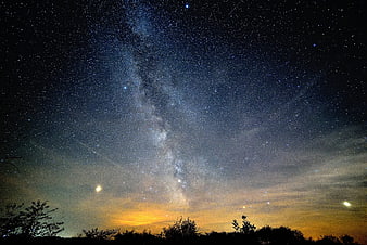 Milky Way Galaxy Rising Over Silhouetted Landscape at Night
