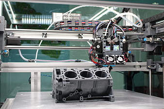 Large Format 3D Printer Manufacturing Engine Block Prototype