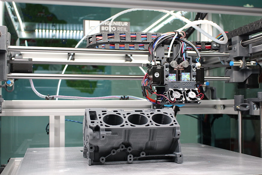 Large Format 3D Printer Manufacturing Engine Block Prototype