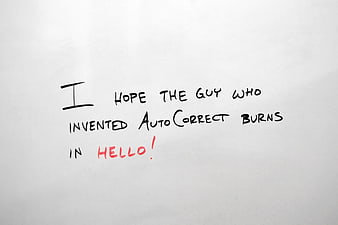Handwritten AutoCorrect Joke on White Background
