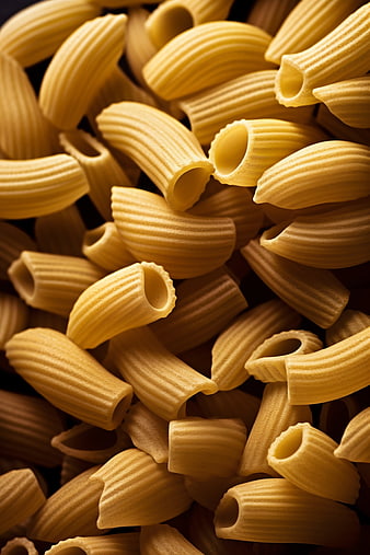 Close-up of uncooked penne rigate pasta