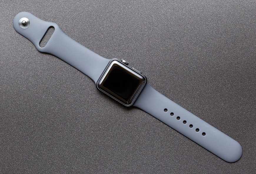 Gray Smartwatch on Textured Gray Background