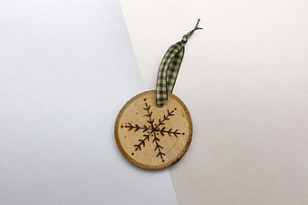Rustic Wooden Christmas Ornament with Snowflake Design