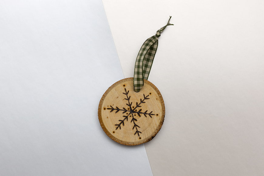 Rustic Wooden Christmas Ornament with Snowflake Design
