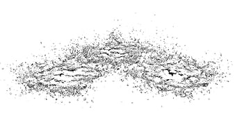 Black and White Water Splash Isolated on White Background