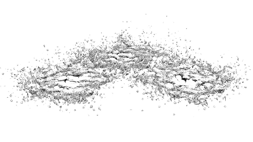 Black and White Water Splash Isolated on White Background
