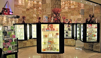 Luxury Gift Shop Interior With Illuminated Display Cases