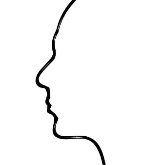 Minimalist black line drawing of human face profile silhouette