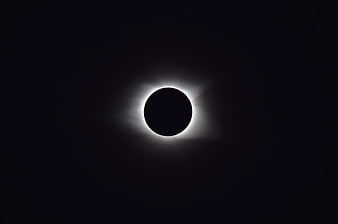 Total Solar Eclipse with Visible Corona in Dark Sky