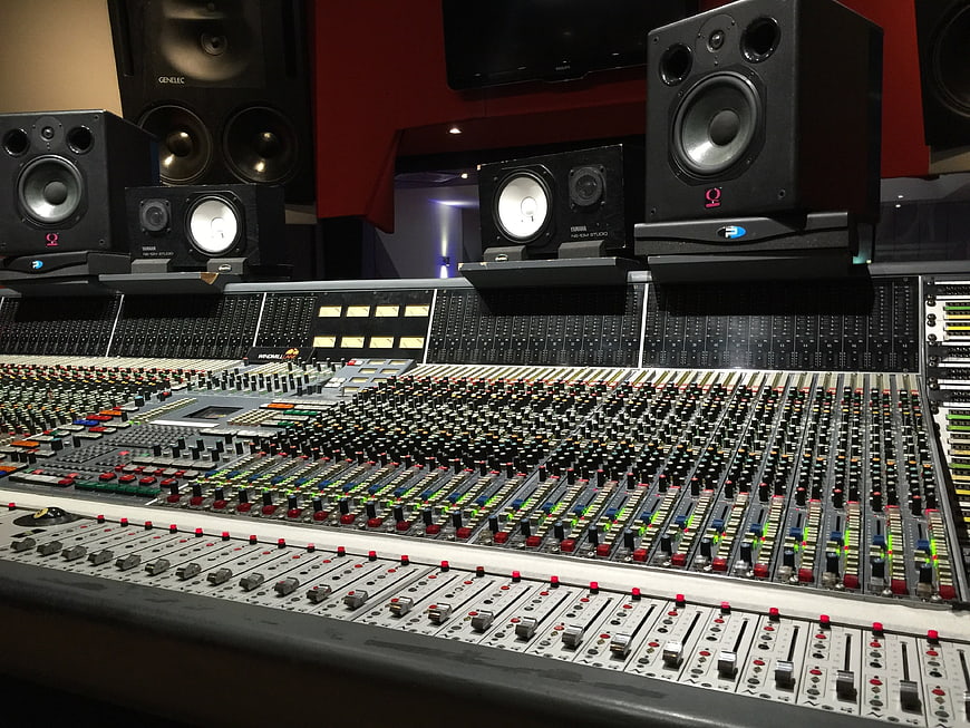Professional Audio Mixing Console and Studio Monitors