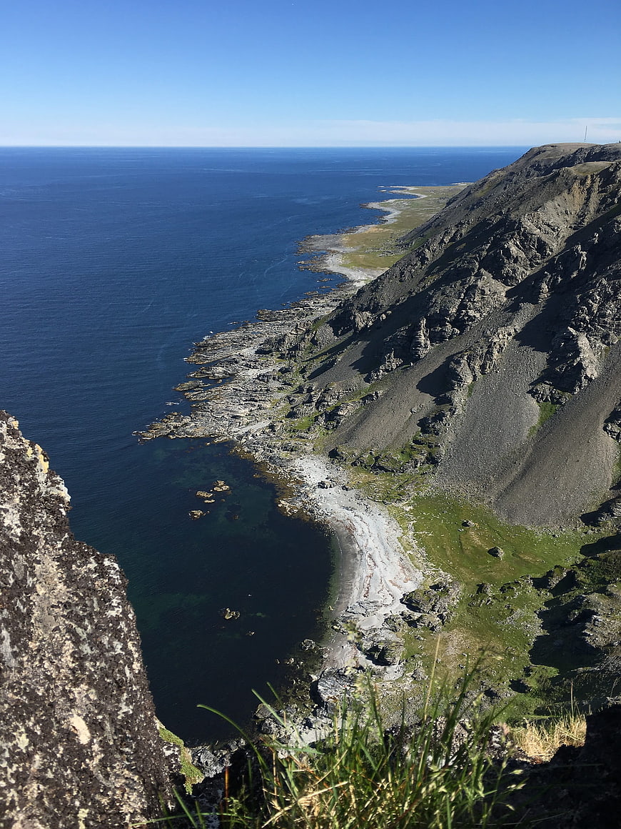 Scenic View of Tanahorn Mountain and Barents Sea Coastline