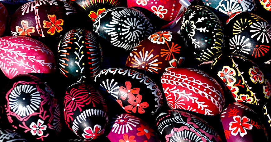 Colorful Hand-Painted Easter Eggs with Floral Patterns