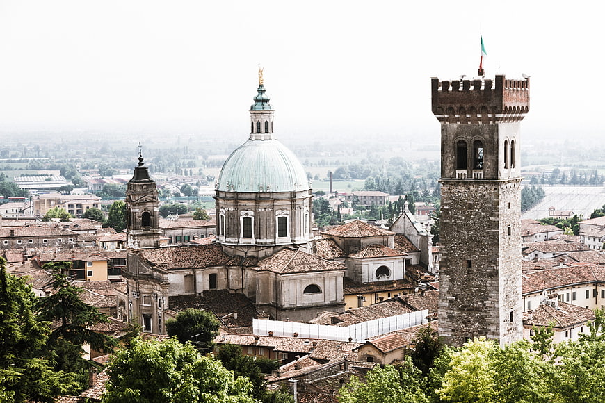 Panoramic View of Brescia Cathedral and Torre dell'Ologesso
