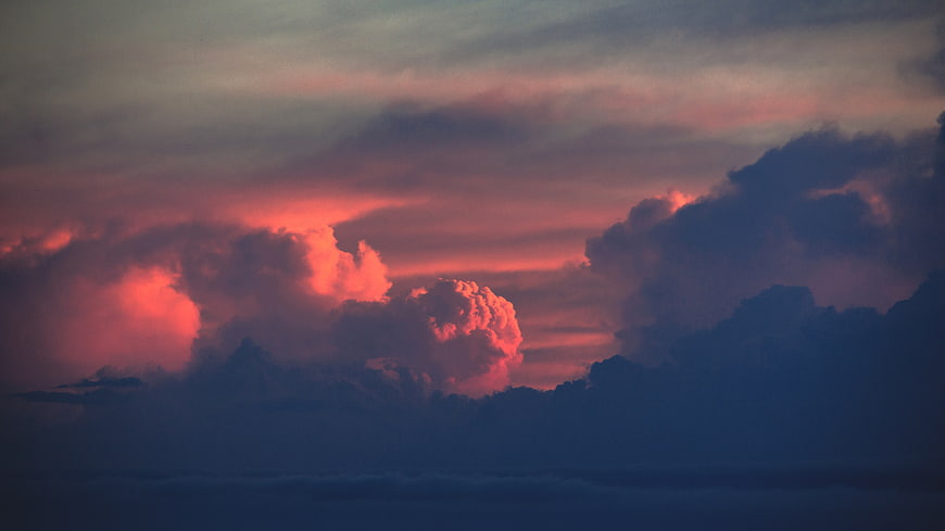 Dramatic Pink and Purple Sunset Clouds in the Sky