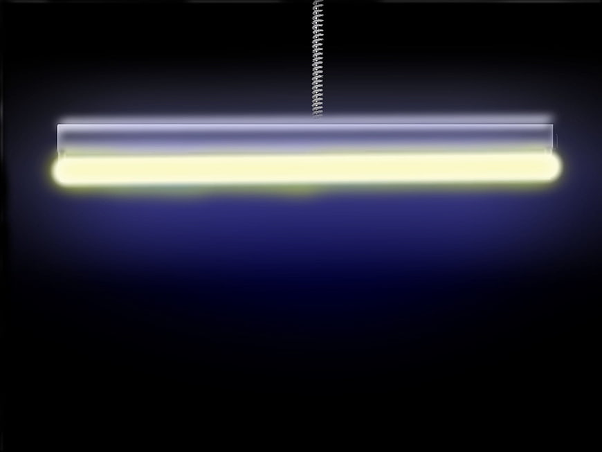 Glowing Neon Fluorescent Tube Light Against Dark Background