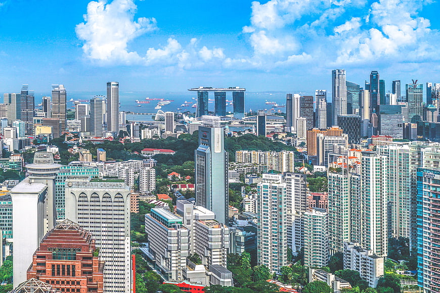 Singapore Skyline with Marina Bay Sands and Skyscrapers