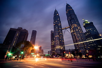Petronas Twin Towers Kuala Lumpur Night Cityscape