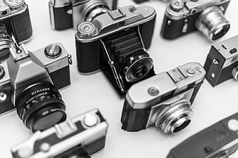Vintage Film Cameras Collection Black and White