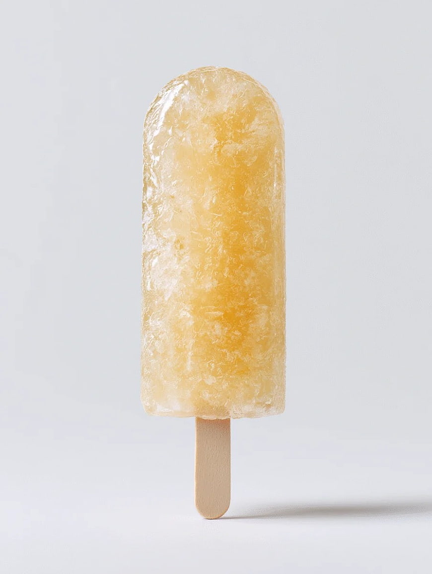 Yellow Citrus Ice Pop on Wooden Stick Isolated