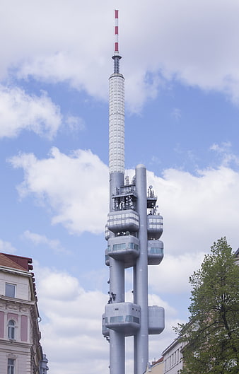 Prague TV Tower Architecture Against Blue Sky