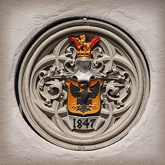 Historic Coat of Arms with Eagle and Lion Crown 1847