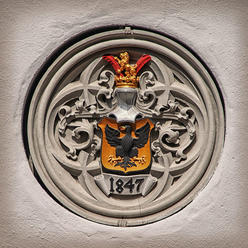 Historic Coat of Arms with Eagle and Lion Crown 1847