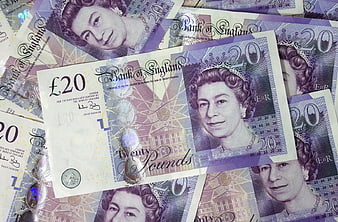 Stack of British Twenty Pound Banknotes