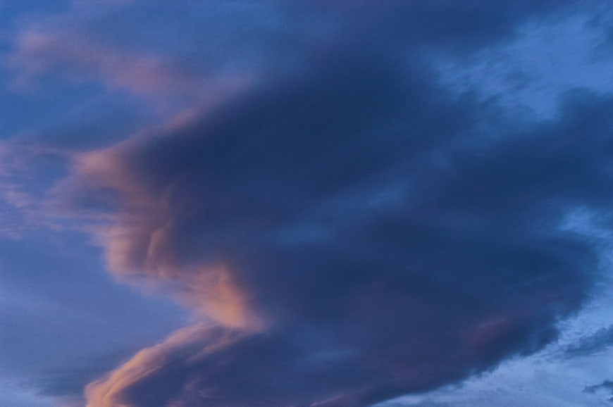 Dramatic Pink and Blue Clouds at Dusk