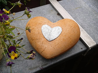 Terracotta Heart Decoration with Silver Accent and Pansies