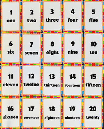 Colorful Number Flashcards 1 to 20 for Early Learning