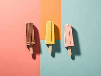 Colorful Popsicles on Pastel Background