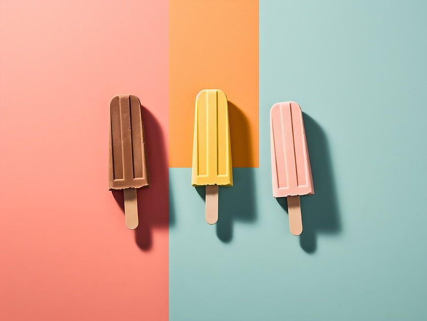 Colorful Popsicles on Pastel Background