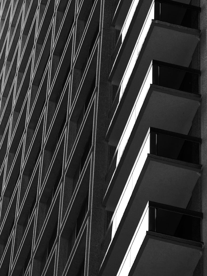 Black and White Modern Apartment Balconies Architecture