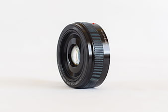 Black Lumix Camera Lens on White Background
