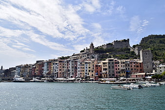 Colorful Vernazza Harbor with Castle and Boats