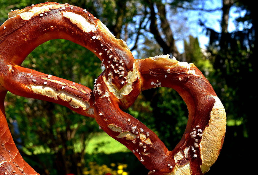 Close-up of a Salty Pretzel Outdoors